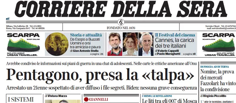 Le prime pagine di venerdì 14 aprile 2023