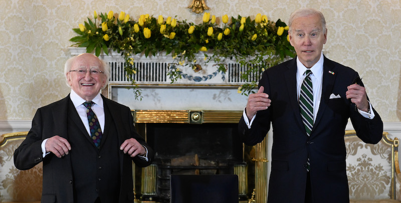 Joe Biden e il presidente irlandese Michael Higgins (Charles McQuillan/Getty Images)