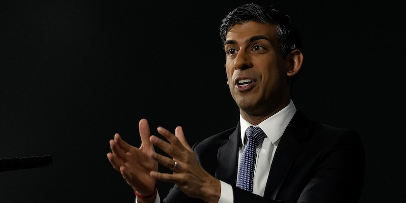 Il primo ministro britannico Rishi Sunak (AP Photo/Kirsty Wigglesworth, pool)