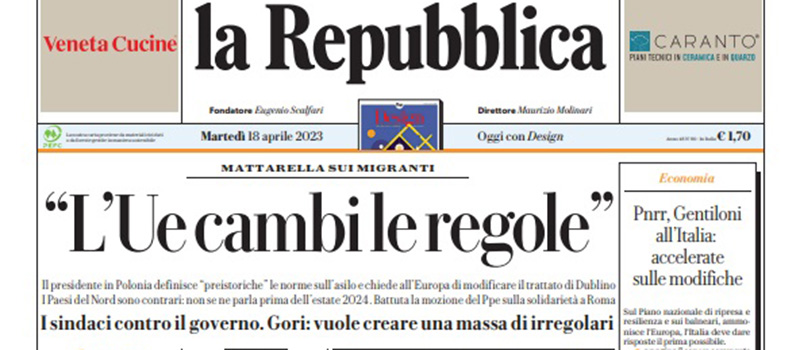 Le prime pagine di martedì 18 aprile 2023