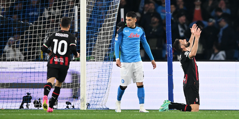 Olivier Giroud dopo il gol segnato al Napoli (Francesco Pecoraro/Getty Images)