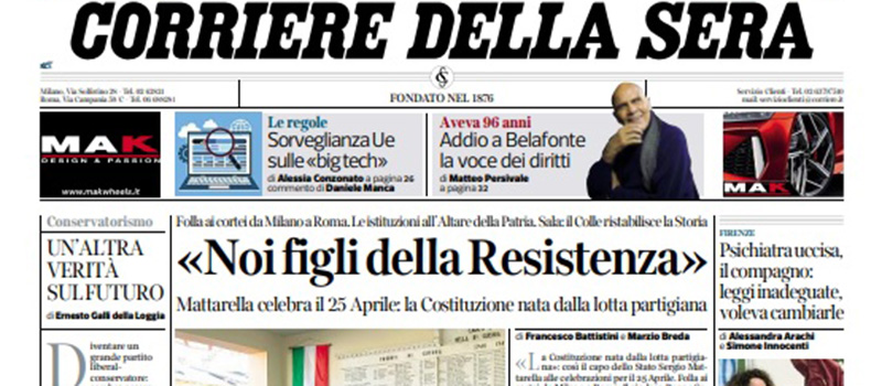 Le prime pagine di mercoledì 26 aprile 2023