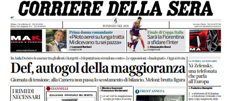 Le prime pagine di venerdì 28 aprile 2023