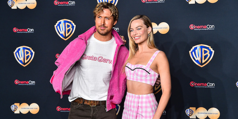 Gli attori Ryan Gosling (42) e Margot Robbie (32) al CinemaCon, Las Vegas, 25 aprile
(Alberto E. Rodriguez/Getty Images)