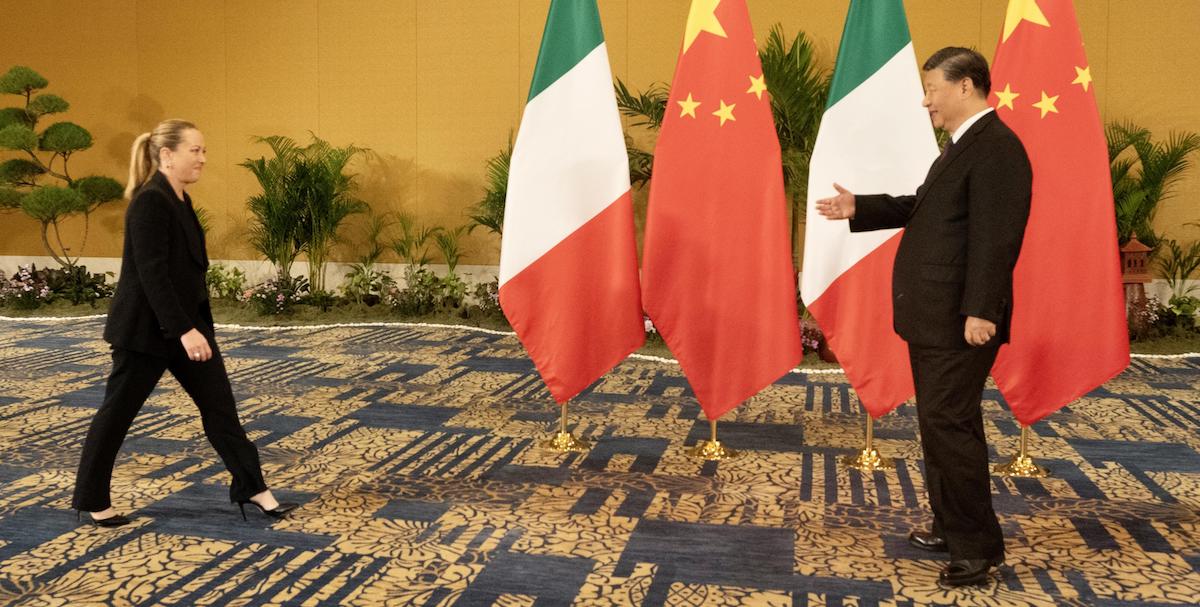 Giorgia Meloni e Xi Jinping al G20 di novembre 2022 (ANSA/Filippo Attili - Uff stampa Palazzo Chigi)