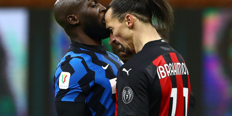 Romelu Lukaku e Zlatan Ibrahimovic nel derby di Milano (Getty Images)