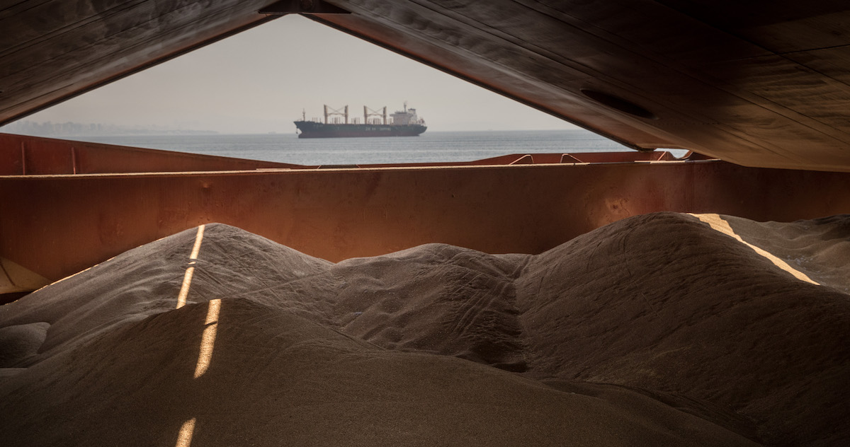 Un carico di grano ucraino in attesa di essere ispezionato al porto di Istanbul (Chris McGrath/Getty Images)