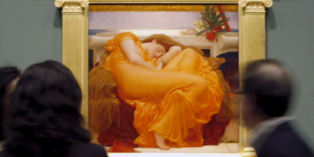 Il quadro "Flaming June" di Frederic Leighton esposto al museo del Prado di Madrid nel 2009 (EPA/J.J. GUILLEN)