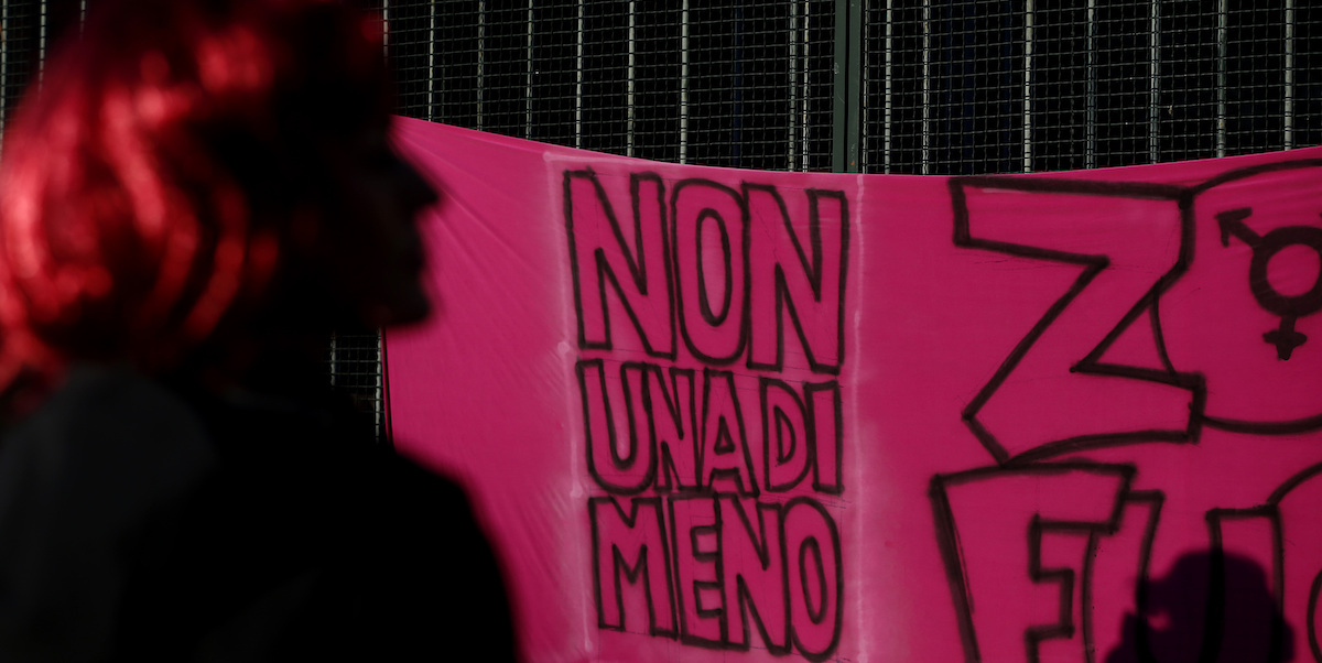 Manifestazione contro il femminicidio del movimento femminista Non Una di Meno, Roma, 8 marzo 2022 (Cecilia Fabiano/ LaPresse)