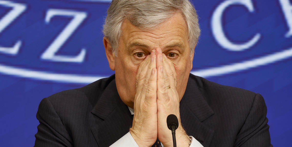 Antonio Tajani durante la conferenza stampa, Roma, 15 giugno 2023 (ANSA/FABIO FRUSTACI)