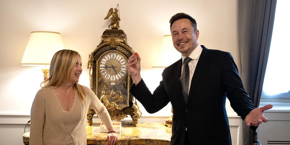 La presidente del Consiglio, Giorgia Meloni, incontra a Palazzo Chigi Elon Musk (ANSA/ UFFICIO STAMPA PALAZZO CHIGI/ FILIPPO ATTILI)