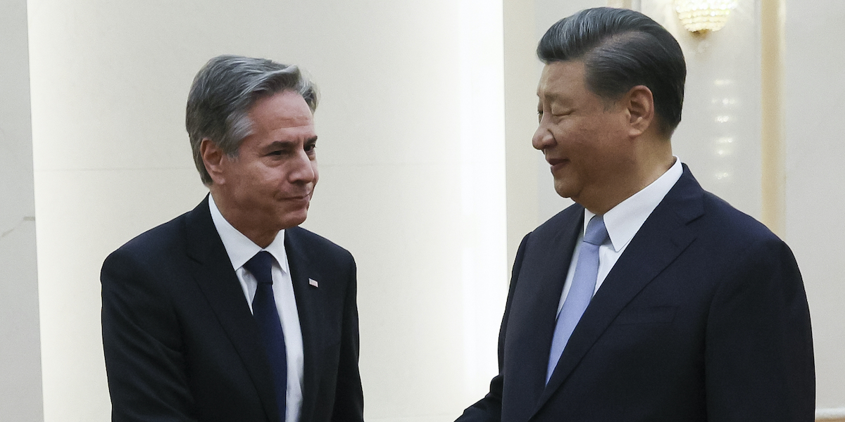 Antony Blinken e Xi Jinping (Leah Millis/Pool Photo via AP)