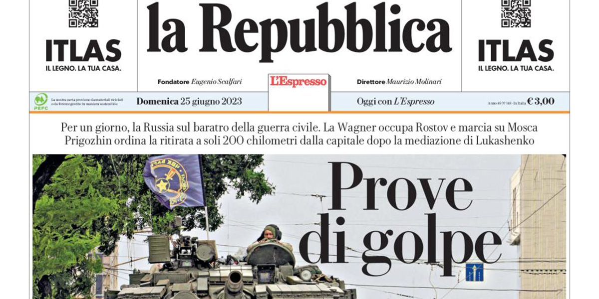 Le prime pagine di domenica 25 giugno 2023