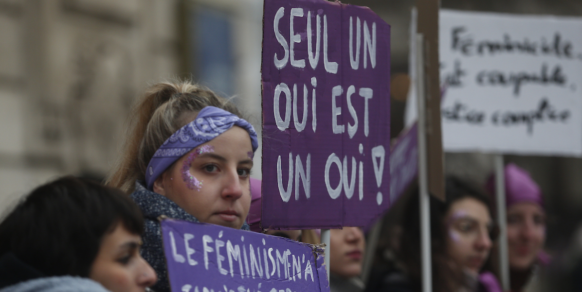 Manifestazione femminista, Lille, 19 novembre 2022 (AP Photo/Michel Spingler)