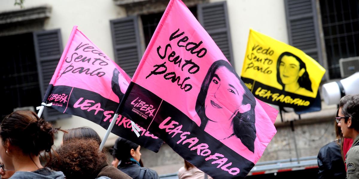 Una manifestazione dell'associazione Libera per Lea Garofalo (ANSA/DANIELE)MASCOLO