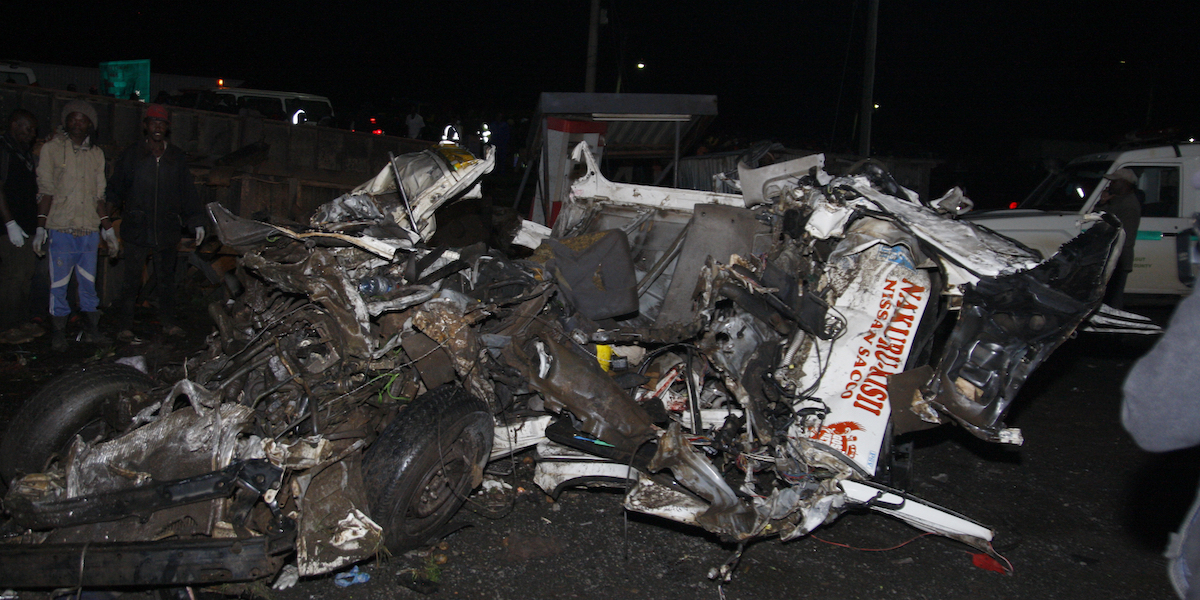 Una delle automobili coinvolte nell'incidente (AP Photo)