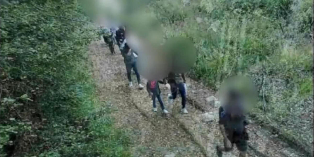 Fermo immagine tratto da un video che ritrae alcuni migranti attraversare a piedi i boschi al confine tra Slovenia e Croazia (ANSA/ UFFICIO STAMPA POLIZIA)