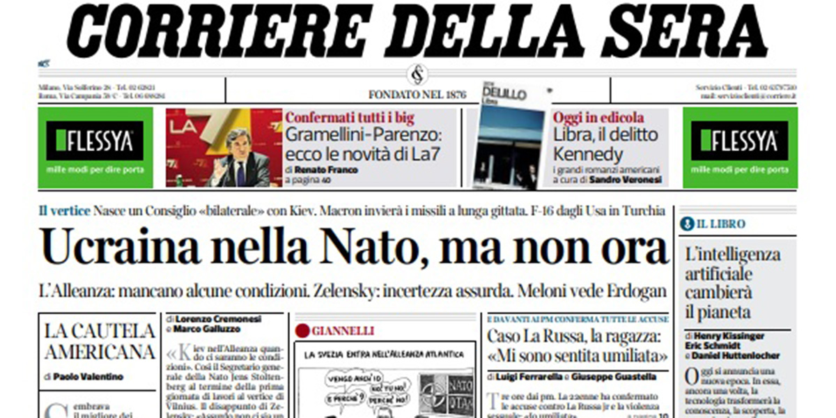 Le prime pagine di mercoledì 12 luglio 2023