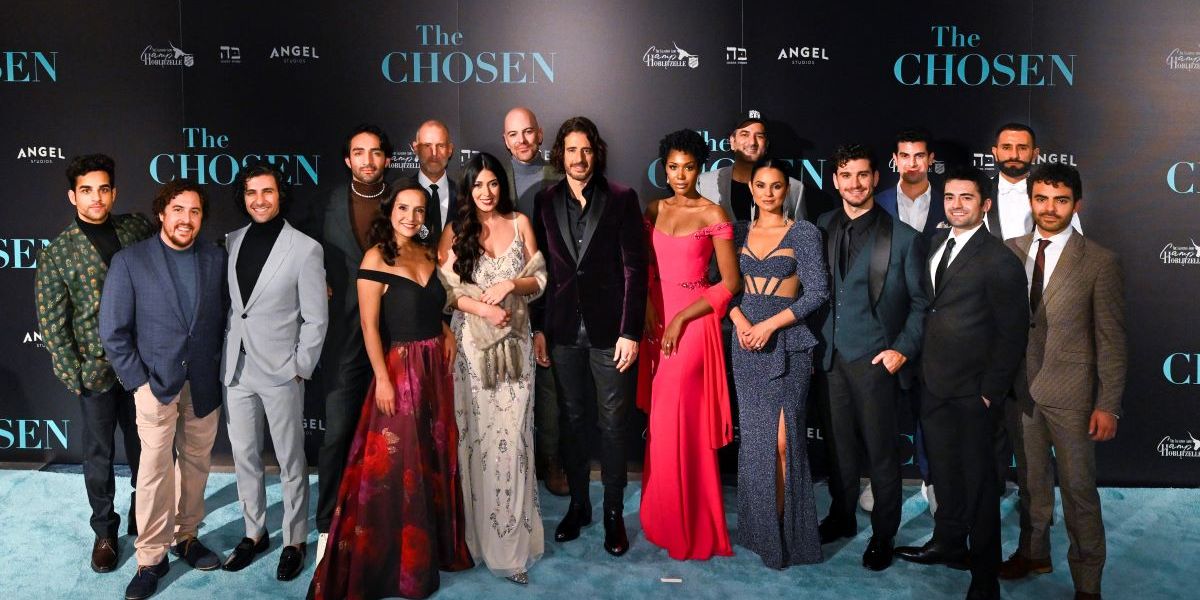 Il cast di The Chosen alla presentazione della terza stagione della serie tv (AP/LaPresse)