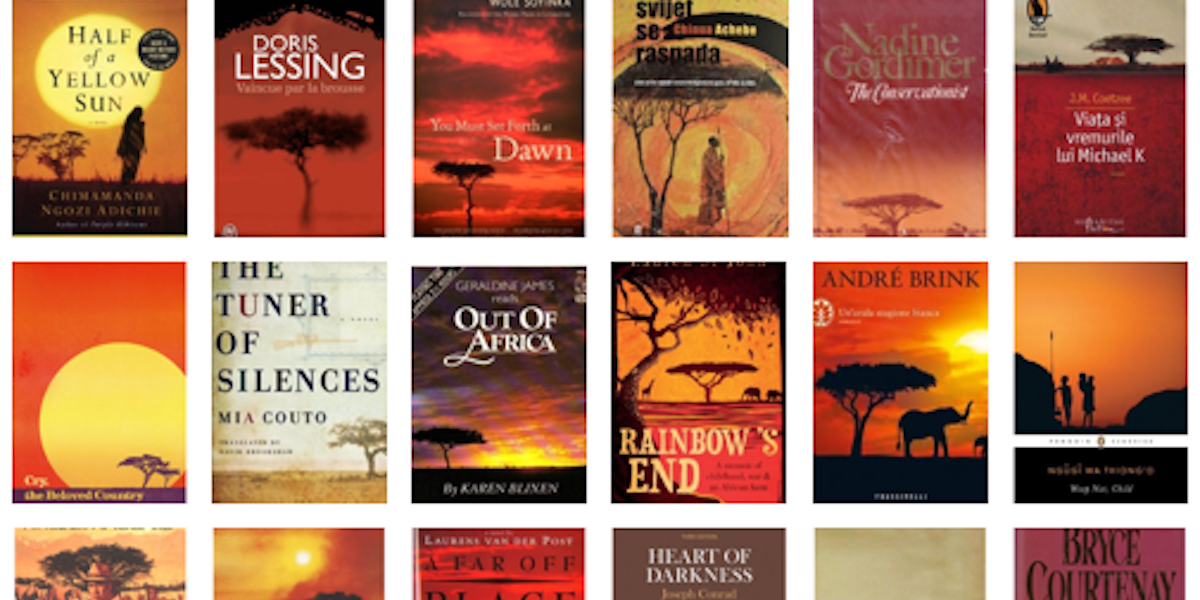 Copertine di libri ambientati in Africa in edizioni in inglese (Tweet di Simon Stevens)