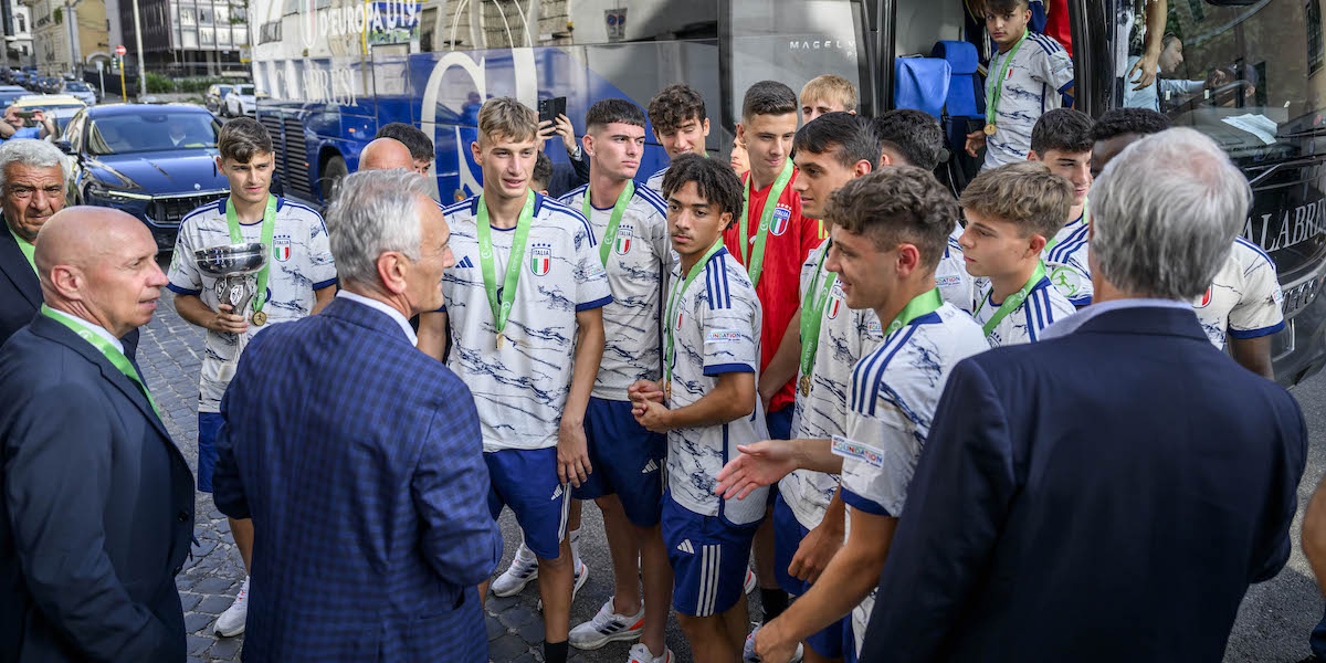 La Nazionale Under 19 in visita alla sede della FIGC a Roma (Antonio Masiello/Getty Images)