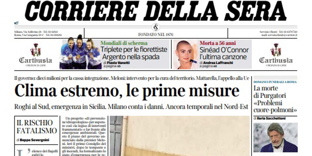 Le prime pagine di giovedì 27 luglio 2023