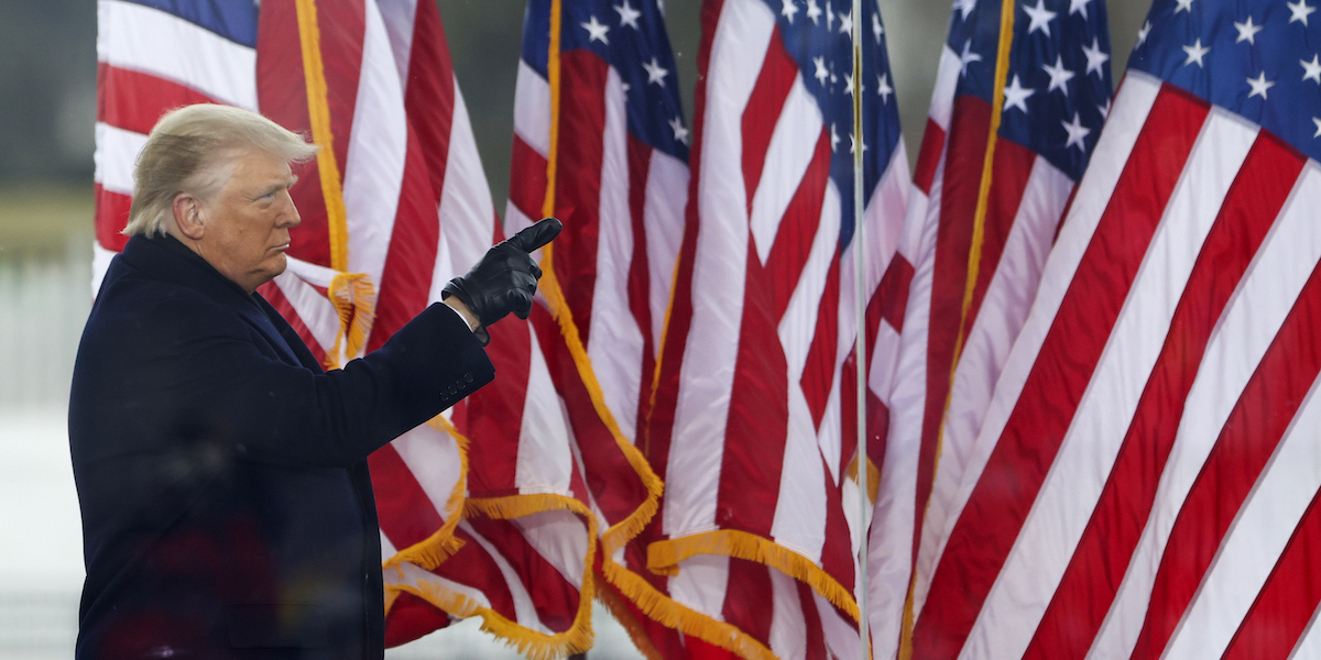 Donald Trump alla manifestazione del 6 gennaio (Photo by Tasos Katopodis/Getty Images)