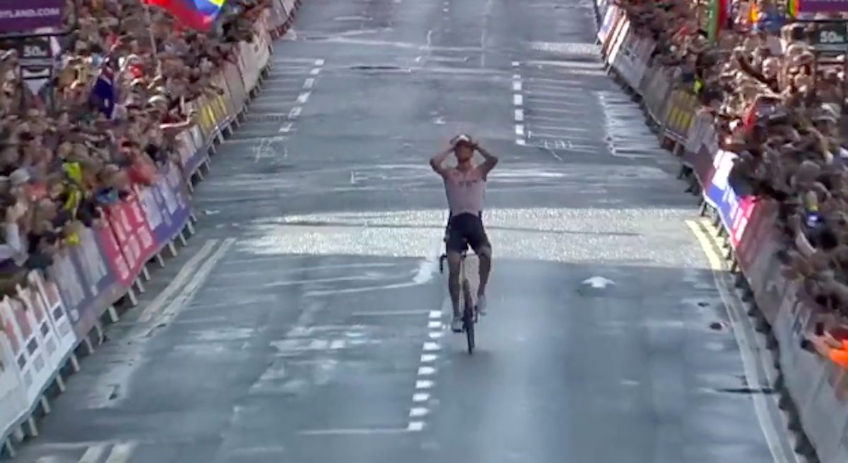 Mathieu van der Poel ha vinto la prova in linea dei Campionati mondiali di ciclismo su strada