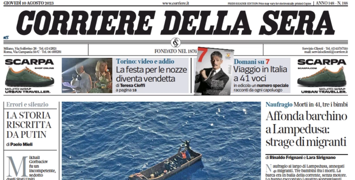 Le prime pagine di giovedì 10 agosto 2023