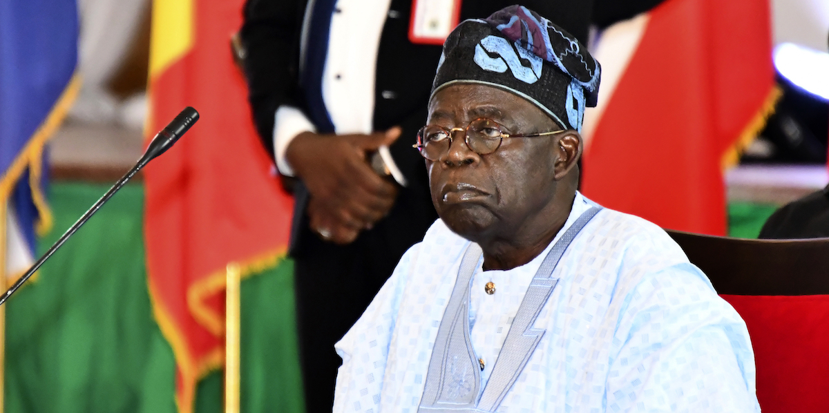 Il presidente della Nigeria e dell'ECOWAS Bola Tinubu, Abuja, Nigeria, 10 agosto 2023 (AP Photo/Gbemiga Olamikan)