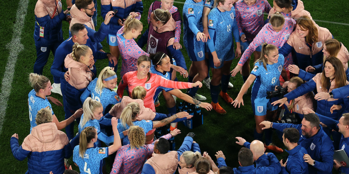 L'Inghilterra dopo la vittoria in semifinale contro l'Australia (Robert Cianflone/Getty Images)