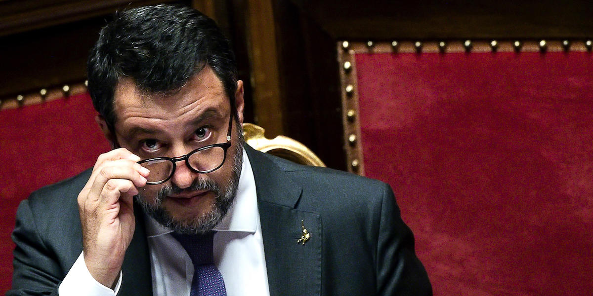 Il ministro delle Infrastrutture e Trasporti Matteo Salvini nell'aula del Senato, Roma, 20 luglio 2023 (ANSA/ANGELO CARCONI)