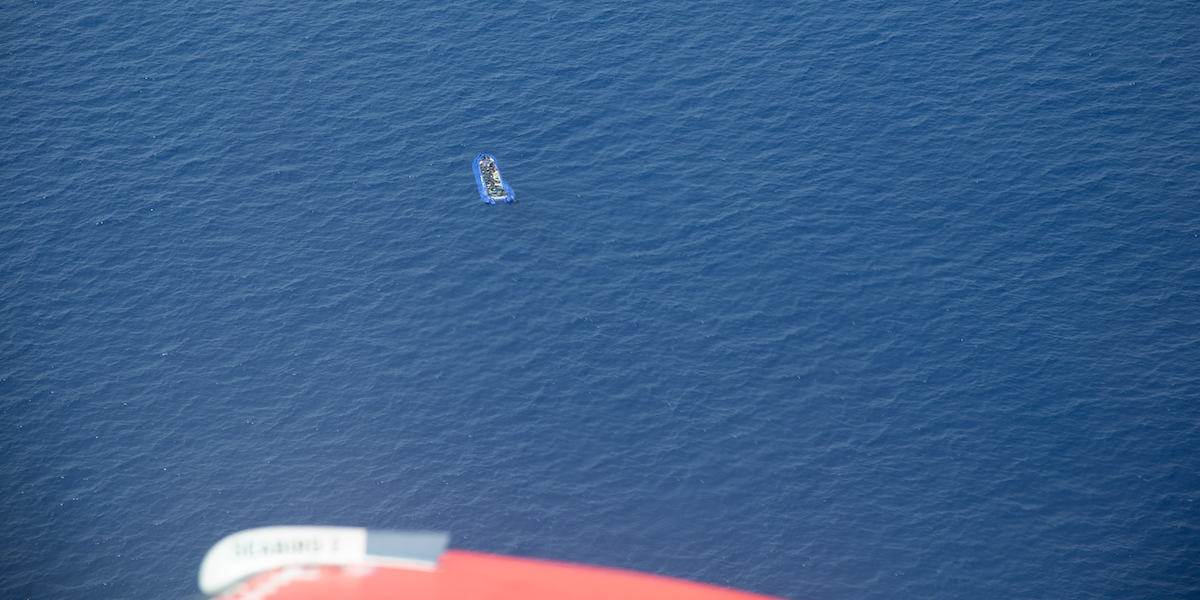 Un barchino avvistato da SeaBird2 il 24 agosto 2023 (Luca Marelli/Sea Watch)