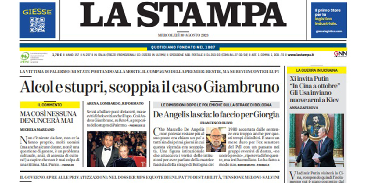 Le prime pagine di mercoledì 30 agosto 2023