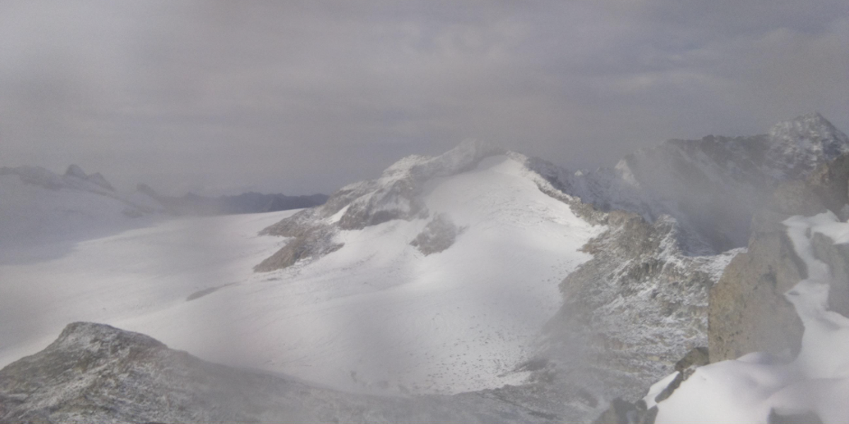 Una parte del ghiacciaio dell'Adamello ripresa da una webcam di Meteopassione e del Servizio glaciologico lombardo il 31 agosto 2023 (Meteopassione)