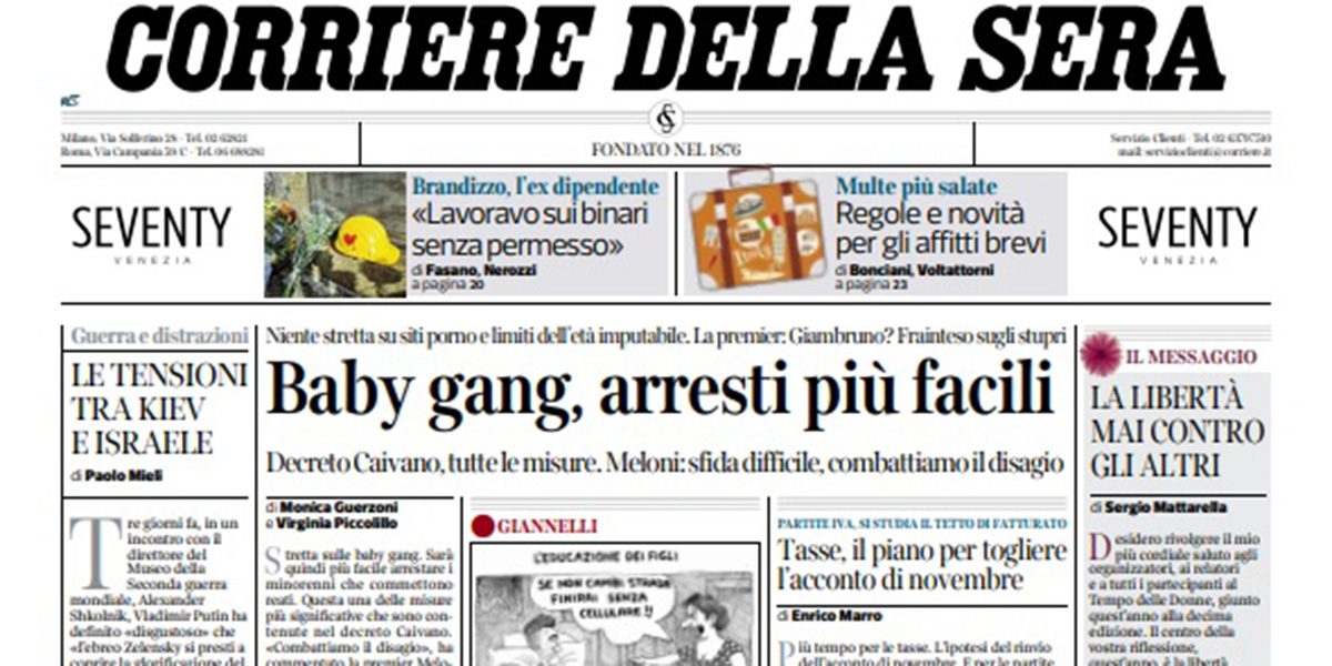 Le prime pagine di venerdì 8 settembre 2023