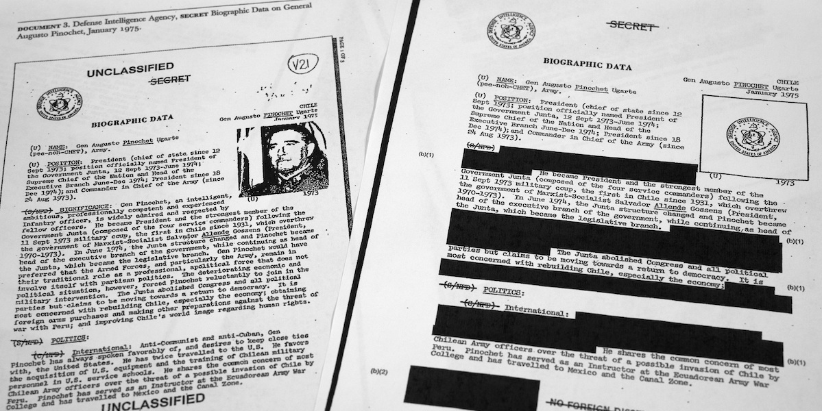 Documenti statunitensi relativi a Pinochet (AP Photo/Jon Elswick)