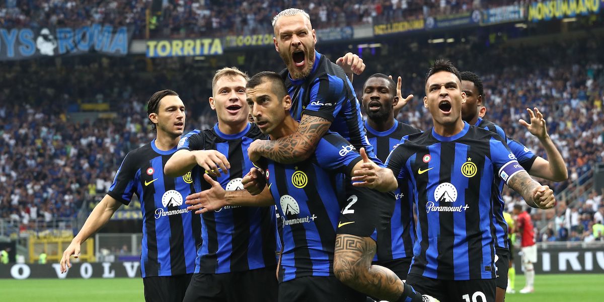 L'Inter dopo il primo gol di Henrikh Mkhitaryan al Milan (Marco Luzzani/Getty Images)