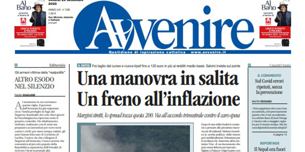 Le prime pagine di venerdì 29 settembre 2023