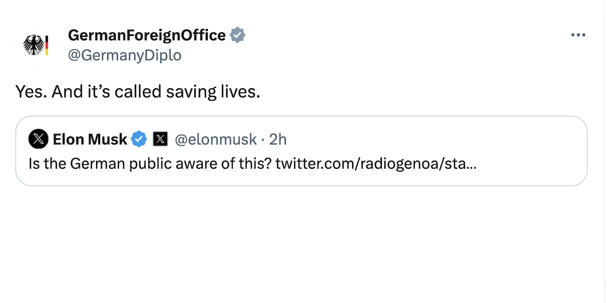 Elon Musk ha condiviso un video complottista sui migranti e sulla Germania, e il ministero degli Esteri tedesco gli ha risposto