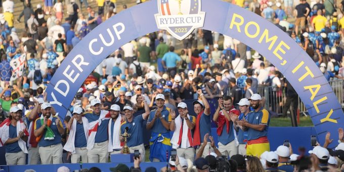 L'Europa ha vinto la Ryder Cup di golf giocata in Italia...
