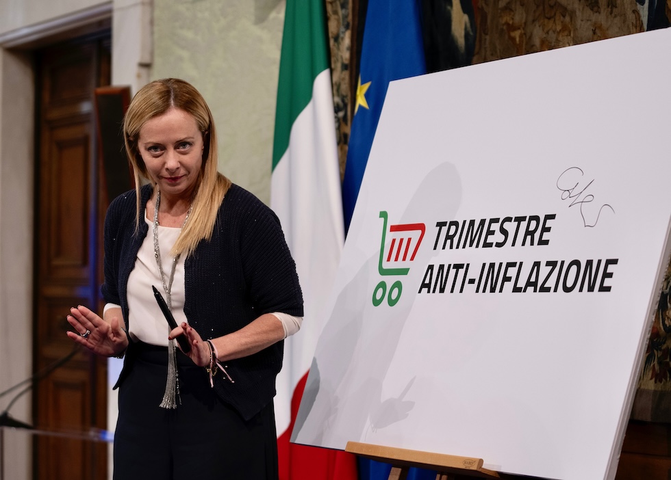 La presidente del Consiglio Giorgia Meloni durante la presentazione dell'iniziativa (Palazzo Chigi)