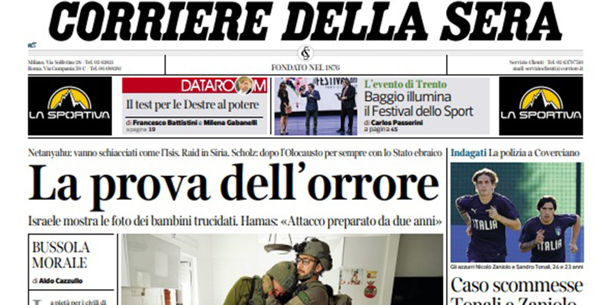 Le prime pagine di venerdì 13 ottobre 2023