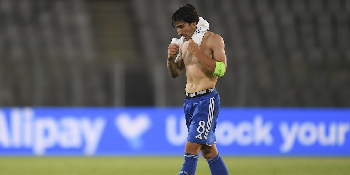 Sandro Tonali dopo una partita con l'Under 21 dell'Italia (AP Photo/Raed Krishan)