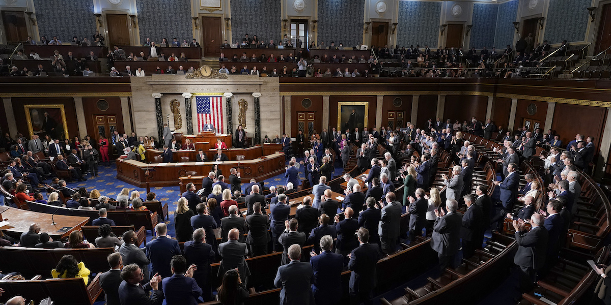 La Camera dei rappresentanti, a Washington, il 18 ottobre 2023 (AP Photo/Alex Brandon)