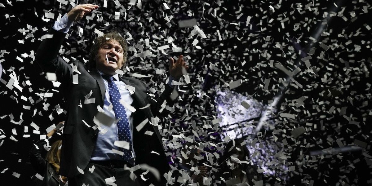 Javier Milei, candidato alla presidenza in Argentina (AP Photo/Natacha Pisarenko)