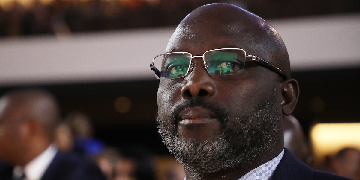 Il presidente della Liberia George Weah (Ludovic Marin/ Pool via AP)