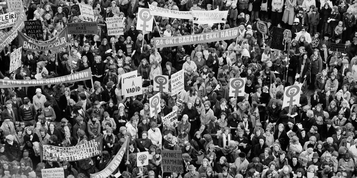 Un'immagine dello sciopero delle donne islandesi nel 1975, dal sito del governo dell'Islanda