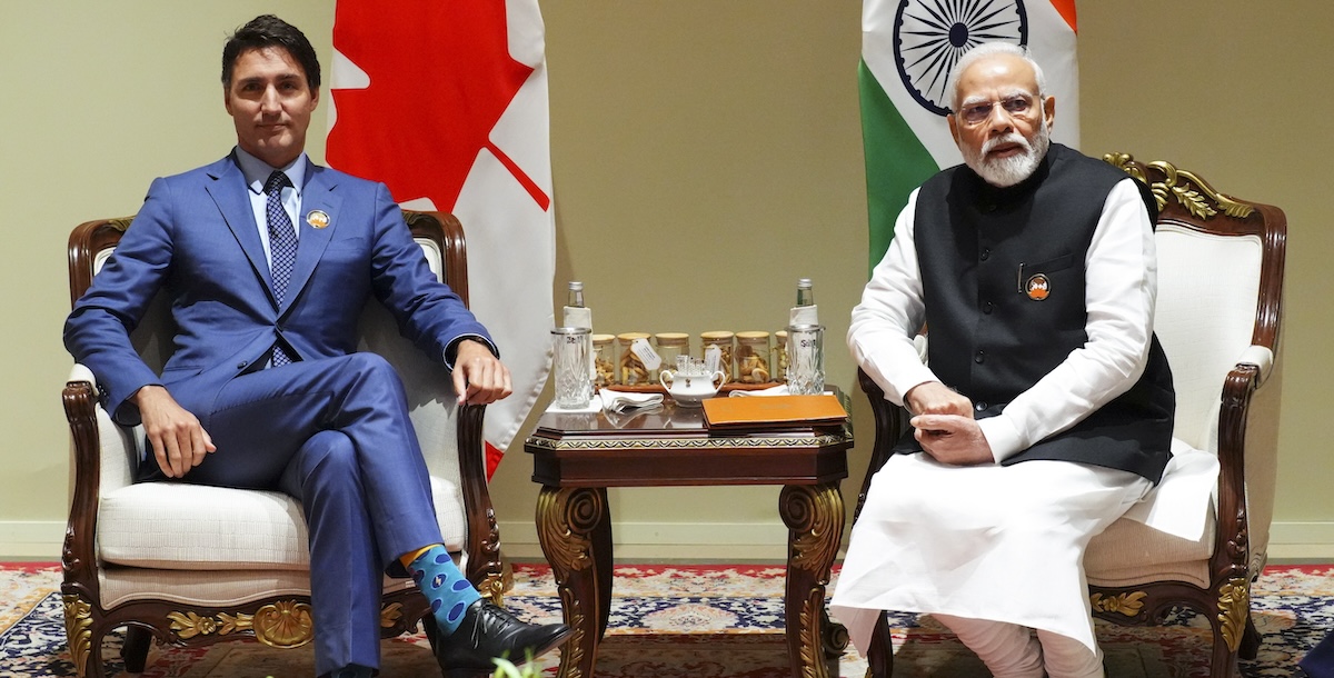 Il primo ministro canadese Justin Trudeau e il primo ministro indiano Narendra Modi durante il G20 a New Delhi, lo scorso 10 settembre
