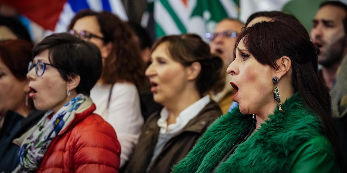 La protesta al Teatro Regio di Torino, 21 ottobre (ANSA/TINO ROMANO)